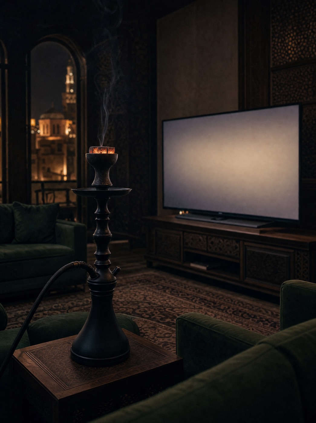 An Oziria setup in a gaming lounge at night